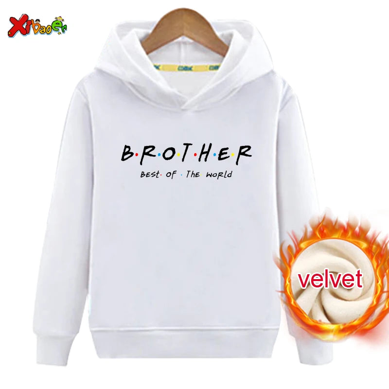Family Outfit Matching Hoodie Winter Clothes Friend TV Font Outfit Warm Pullover Clothing Sweater Velvet Children Sweatshirt MOM