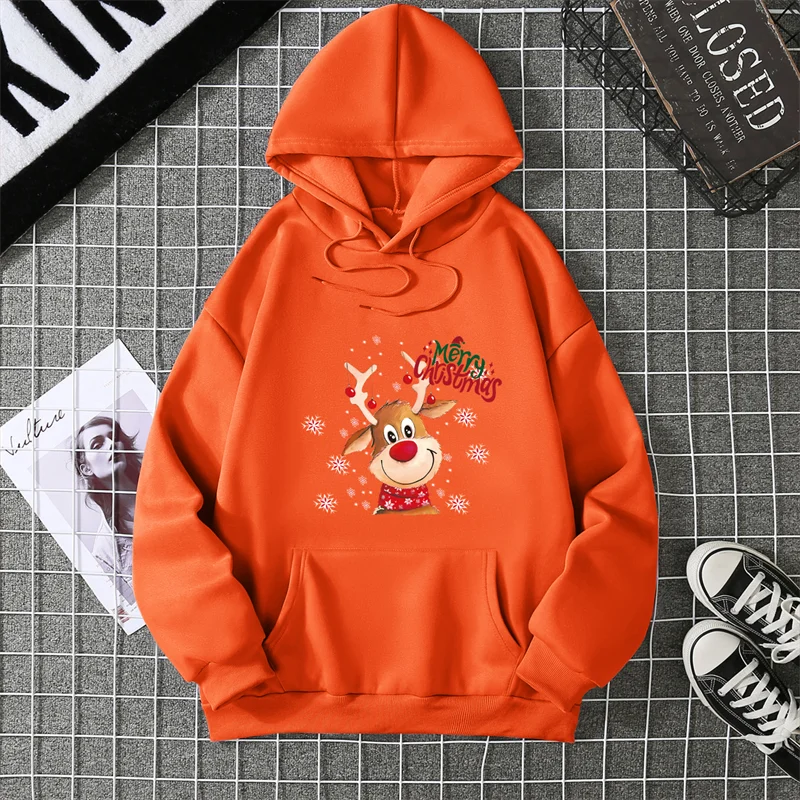 New Christmas Deer Hoodies Print Men Woman Fashion Streetwear Hooded Sweatshirts Harajuku Pullovers Unisex Tops Clothing