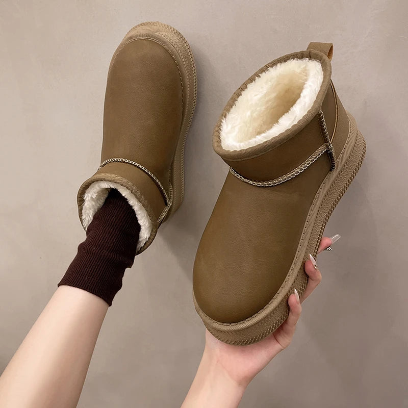Winter fashion women's boots snow boots with fleece and fur women's shoes warm, non slip, wear-resistant, soft and comfortable