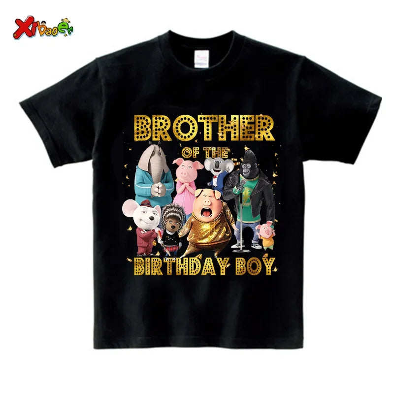 Family Matching Outfits Boys Birthday Party Shirt Personalized Name 1st 10th Family Birthday Party Outfits Golden Shiny Outfits