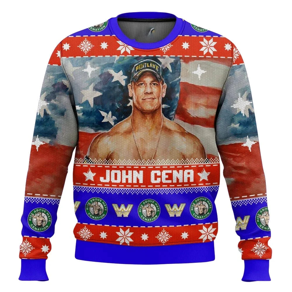 2025 New Christmas Hoodie You Can't See Me John Cena Ugly Sweater WWE Fan Celebration Top