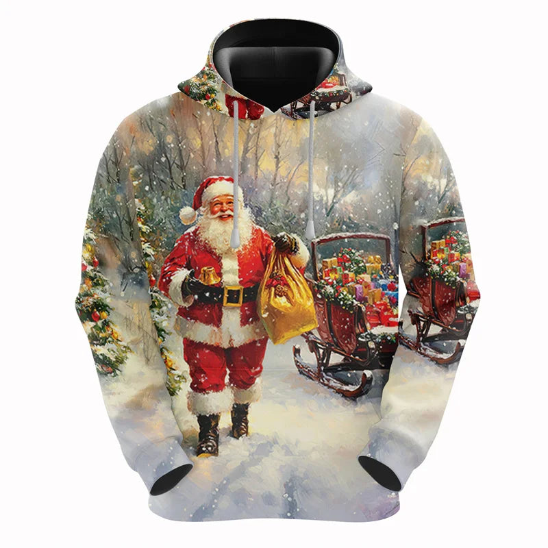 2026 Christmas Hoodies Santa Claus 3D Print Men Women New Hooded Sweatshirts Casual Unisex Hoody Pullover Kids Tops Clothing