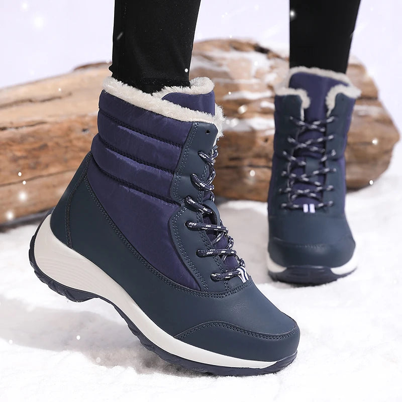 New Winter Women Boots High Quality Warm Snow Boots Lace-up Fashion Comfortable Ankle Boots Outdoor Waterproof Hiking Boots