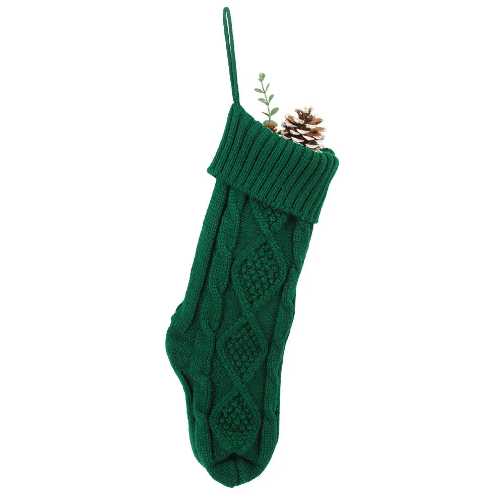 Large Christmas decorations Christmas stocking gift bag Knitted Christmas pendant Cross border woolen Christmas stocking