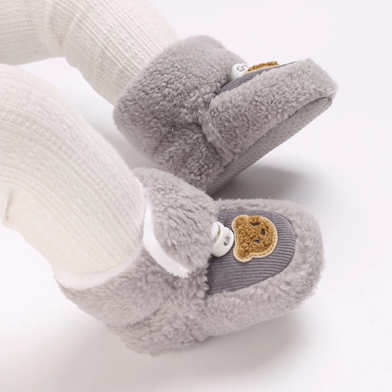 Cozy Winter Infant Boots - Soft Fleece-Lined Ankle-High Toddler Shoes with Adjustable Buckle Closure, Round Toe & Thick Sole for