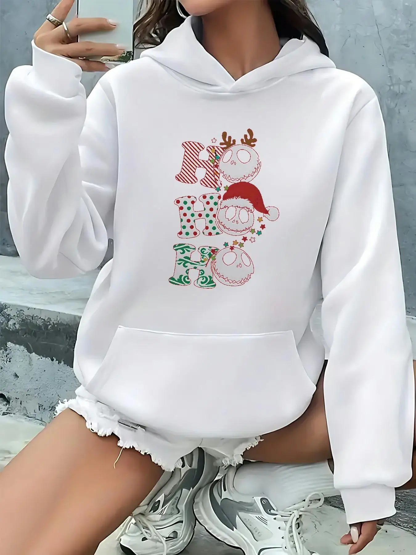 Christmas and Halloween Hoodies - Comfortable Long Sleeve Hoodies, Autumn and Winter Pocket Hoodies, Casual Holiday Dresses