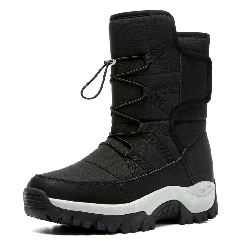 New Winter Hiking Boots Warm Plush Men's Boots High Top Couple Snow Boots Winter Outdoor Anti-Slip Ankle Boots Work Casual Boots