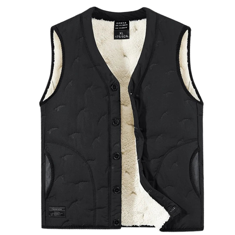Winter Men's Vest Jackets Waterproof Outerwear Button Sleeveless Coats Warm Jacket Casual Lightweight Thick Sherpa Lined Vests