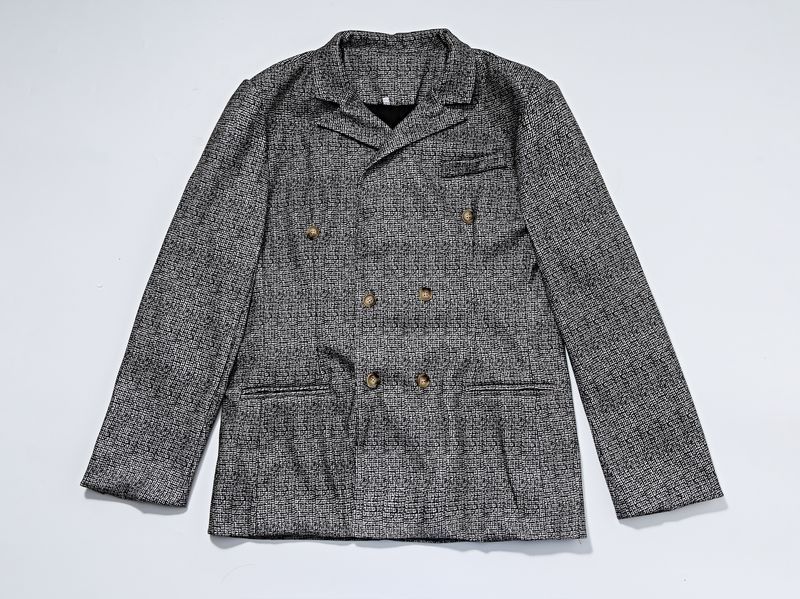 Men's Blazers Slim Fit Plaid Suits Jackets Male Long Sleeve Double-breasted Outerwear Business Casual Coats