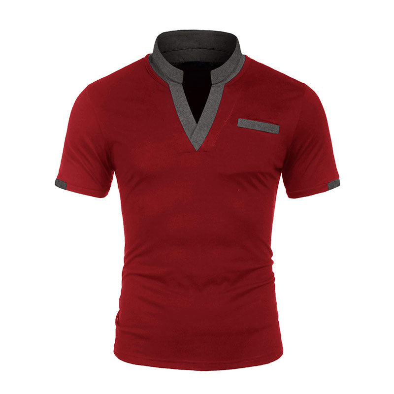 Men's Fashion Casual Color Blocking Short-sleeved Tops