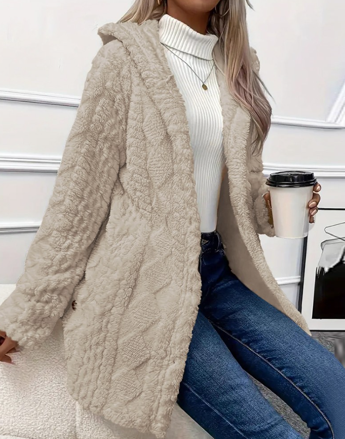 Winter Fashion Warm Long Sleeve Cardigan Hooded Women Coat 2025 New Casual Elegant Long Outwear