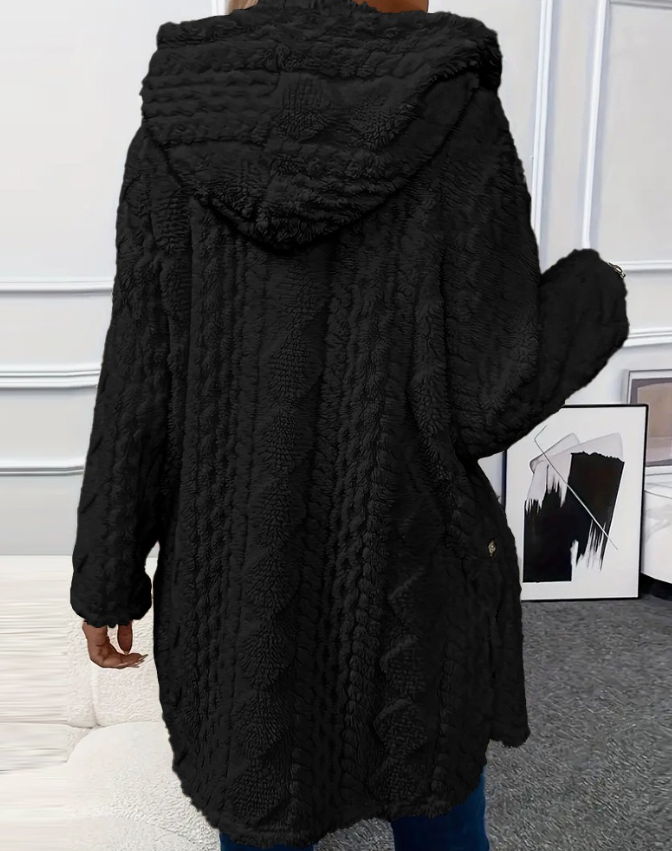 Winter Fashion Warm Long Sleeve Cardigan Hooded Women Coat 2025 New Casual Elegant Long Outwear