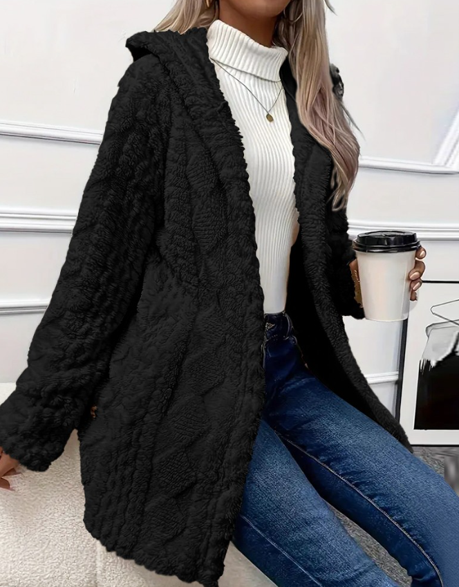 Winter Fashion Warm Long Sleeve Cardigan Hooded Women Coat 2025 New Casual Elegant Long Outwear