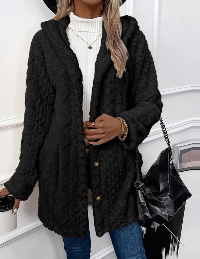 Winter Fashion Warm Long Sleeve Cardigan Hooded Women Coat 2025 New Casual Elegant Long Outwear