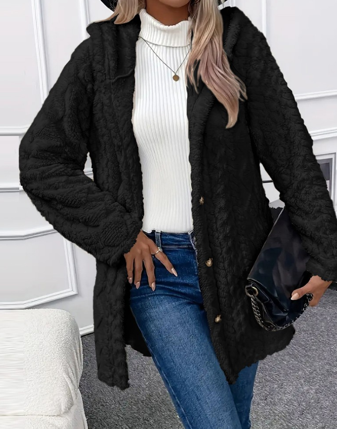 Winter Fashion Warm Long Sleeve Cardigan Hooded Women Coat 2025 New Casual Elegant Long Outwear