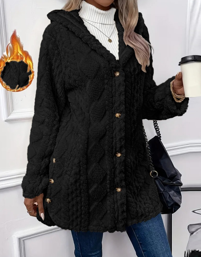 Winter Fashion Warm Long Sleeve Cardigan Hooded Women Coat 2025 New Casual Elegant Long Outwear