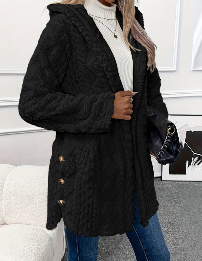 Winter Fashion Warm Long Sleeve Cardigan Hooded Women Coat 2025 New Casual Elegant Long Outwear