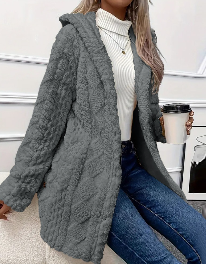 Winter Fashion Warm Long Sleeve Cardigan Hooded Women Coat 2025 New Casual Elegant Long Outwear