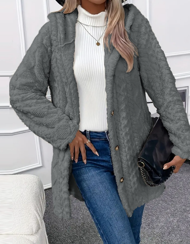 Winter Fashion Warm Long Sleeve Cardigan Hooded Women Coat 2025 New Casual Elegant Long Outwear