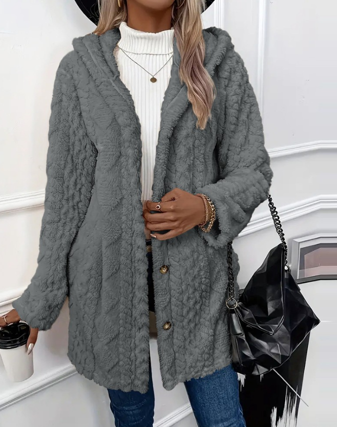 Winter Fashion Warm Long Sleeve Cardigan Hooded Women Coat 2025 New Casual Elegant Long Outwear