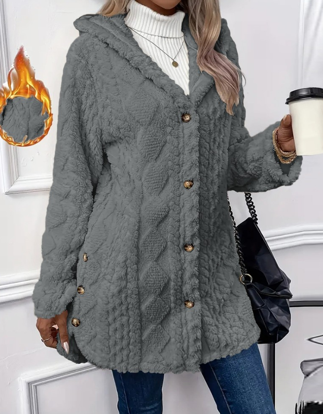 Winter Fashion Warm Long Sleeve Cardigan Hooded Women Coat 2025 New Casual Elegant Long Outwear