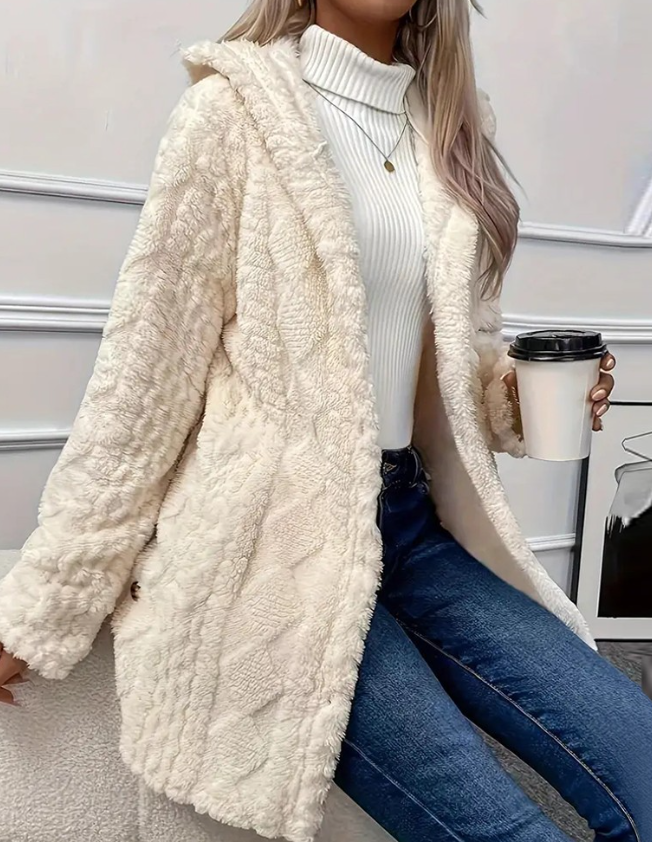 Winter Fashion Warm Long Sleeve Cardigan Hooded Women Coat 2025 New Casual Elegant Long Outwear