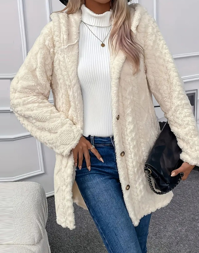 Winter Fashion Warm Long Sleeve Cardigan Hooded Women Coat 2025 New Casual Elegant Long Outwear