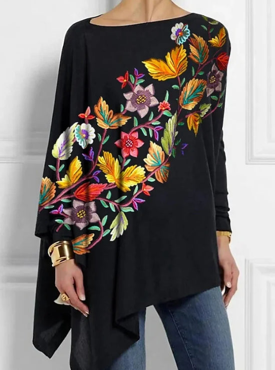 Women's Blouse Long Sleeve Tunic Tops Floral Fashion Regular Tops