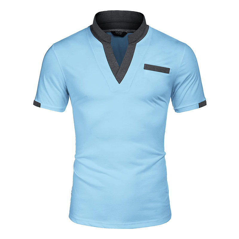 Men's Fashion Casual Color Blocking Short-sleeved Tops