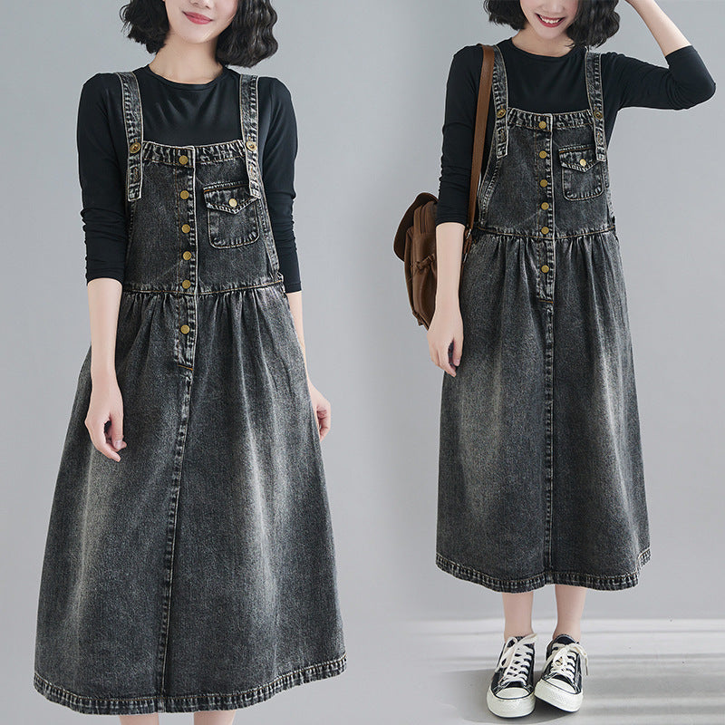 Denim Suspender Skirt Dress Denim Skirt