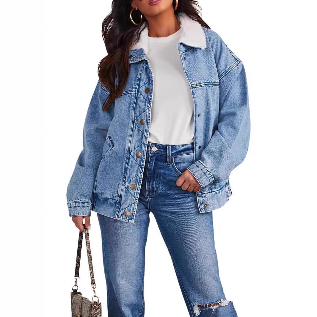 Women's Denim Jacket Fur Collar Denim Coat