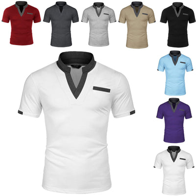 Men's Fashion Casual Color Blocking Short-sleeved Tops