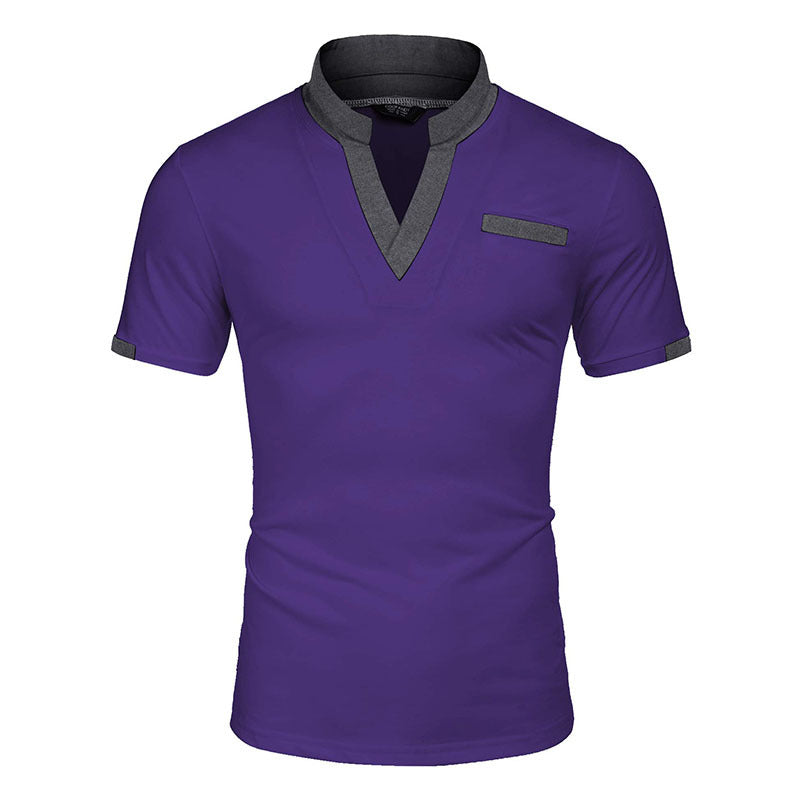 Men's Fashion Casual Color Blocking Short-sleeved Tops