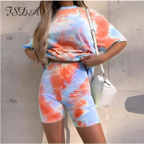 New Women's Printed Loose Tops Casual Short Set