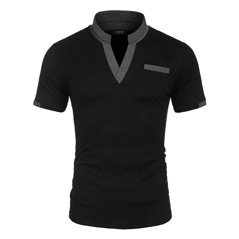 Men's Fashion Casual Color Blocking Short-sleeved Tops