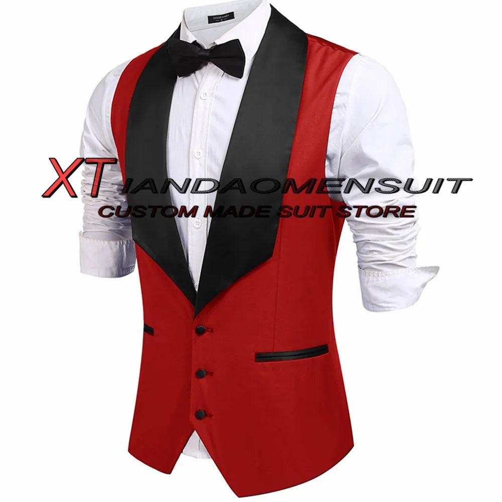 Men's Suit Vest Wedding Groom Sleeveless Jacket Lapel Slim Fit Workwear 3 Buttons Waistcoat Steampunk chaleco hombre