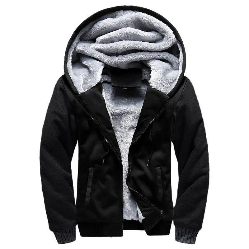 Winter Men's Coats Thicken Warm Jackets for Men Fleece Coat Men Casual Hoodies Streetwear Long Sleeve Tops Clothing