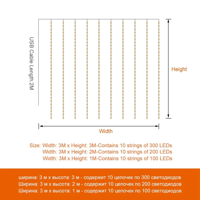 Fairy Lights Curtain for Christmas & New Year Decoration