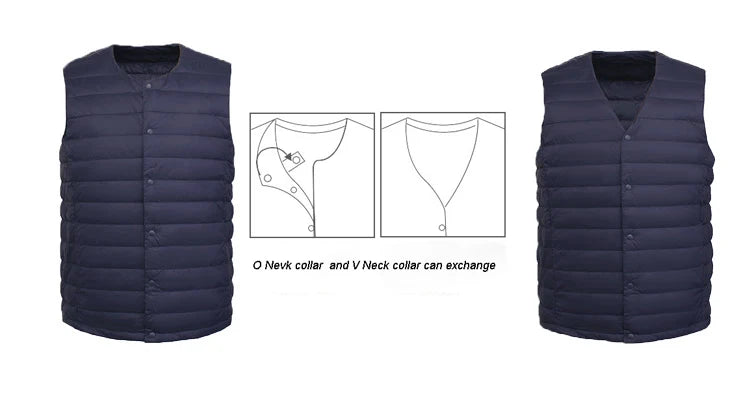 Men 90% White Down Vest Man's Clothing Ultra Light Down Waistcoat Portable Sleeveless Coat Man Winter Round Collar Warm Liner