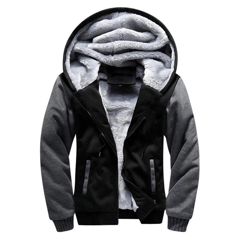 Winter Men's Coats Thicken Warm Jackets for Men Fleece Coat Men Casual Hoodies Streetwear Long Sleeve Tops Clothing