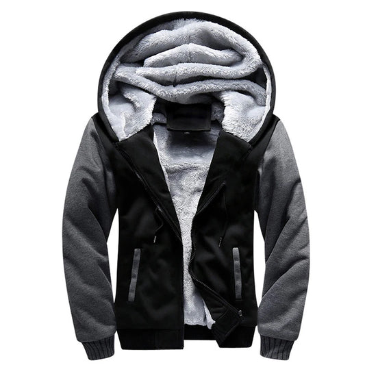Winter Men's Coats Thicken Warm Jackets for Men Fleece Coat Men Casual Hoodies Streetwear Long Sleeve Tops Clothing