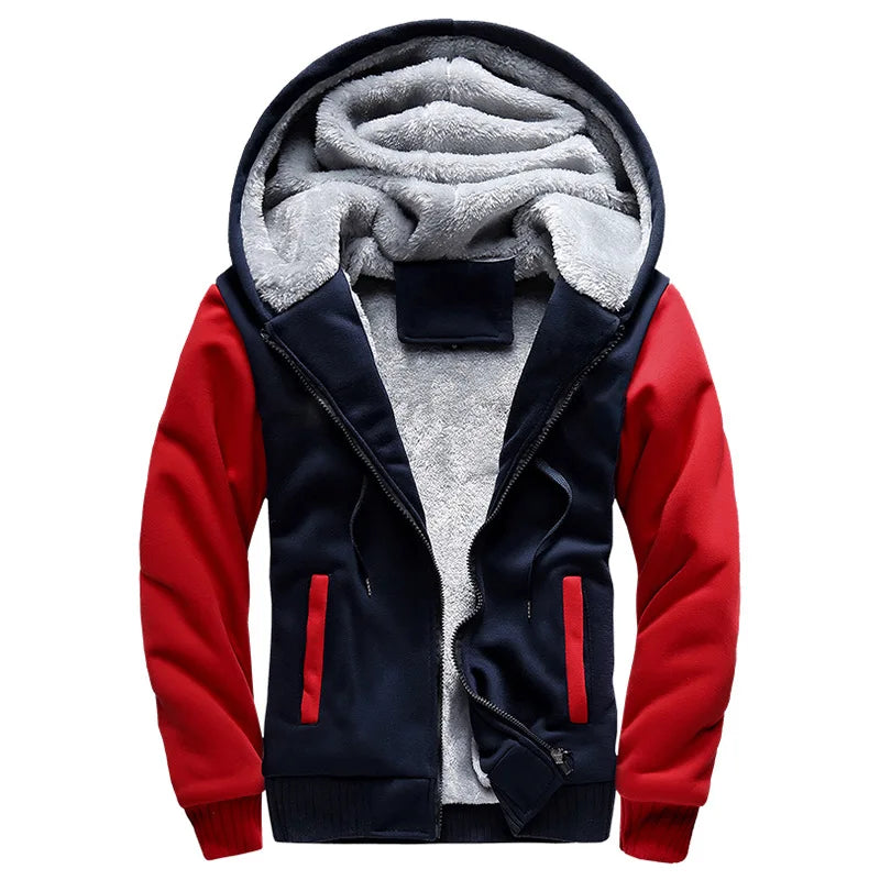 Winter Men's Coats Thicken Warm Jackets for Men Fleece Coat Men Casual Hoodies Streetwear Long Sleeve Tops Clothing