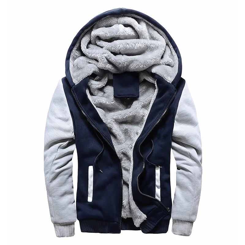 Winter Men's Coats Thicken Warm Jackets for Men Fleece Coat Men Casual Hoodies Streetwear Long Sleeve Tops Clothing
