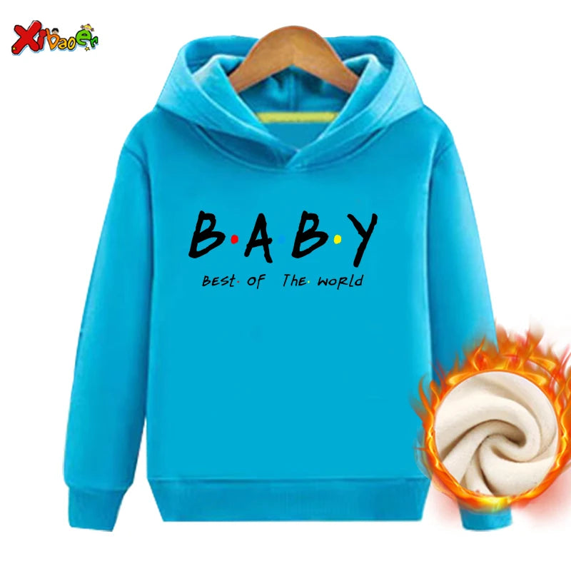 Family Outfit Matching Hoodie Winter Clothes Friend TV Font Outfit Warm Pullover Clothing Sweater Velvet Children Sweatshirt MOM