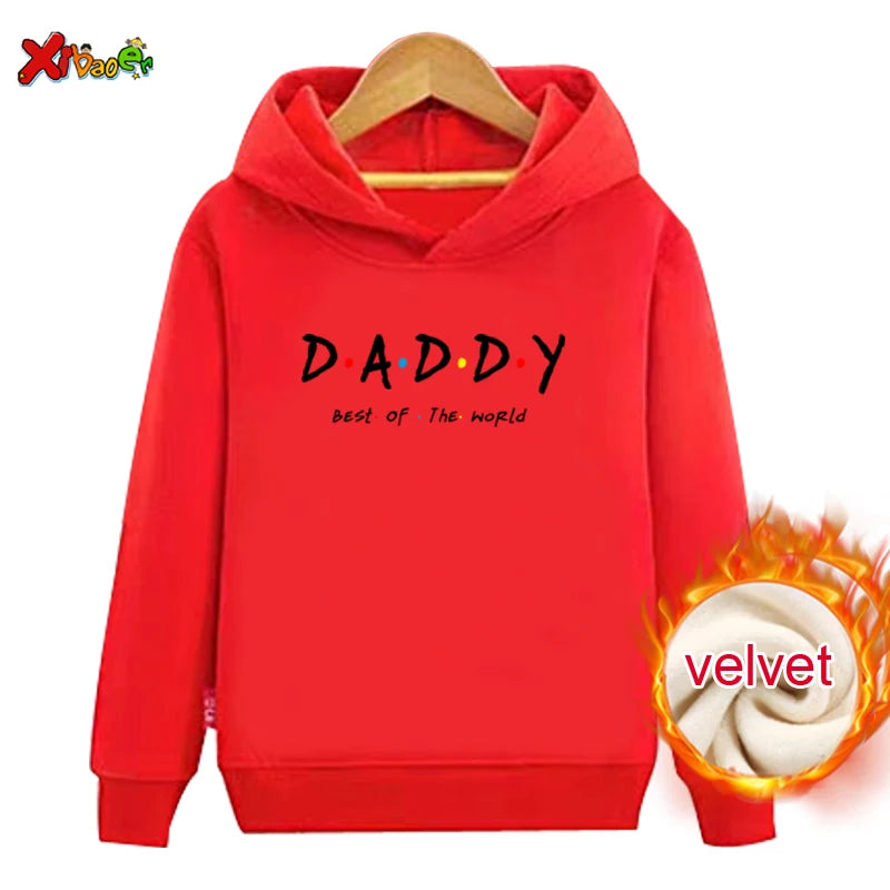 Family Outfit Matching Hoodie Winter Clothes Friend TV Font Outfit Warm Pullover Clothing Sweater Velvet Children Sweatshirt MOM