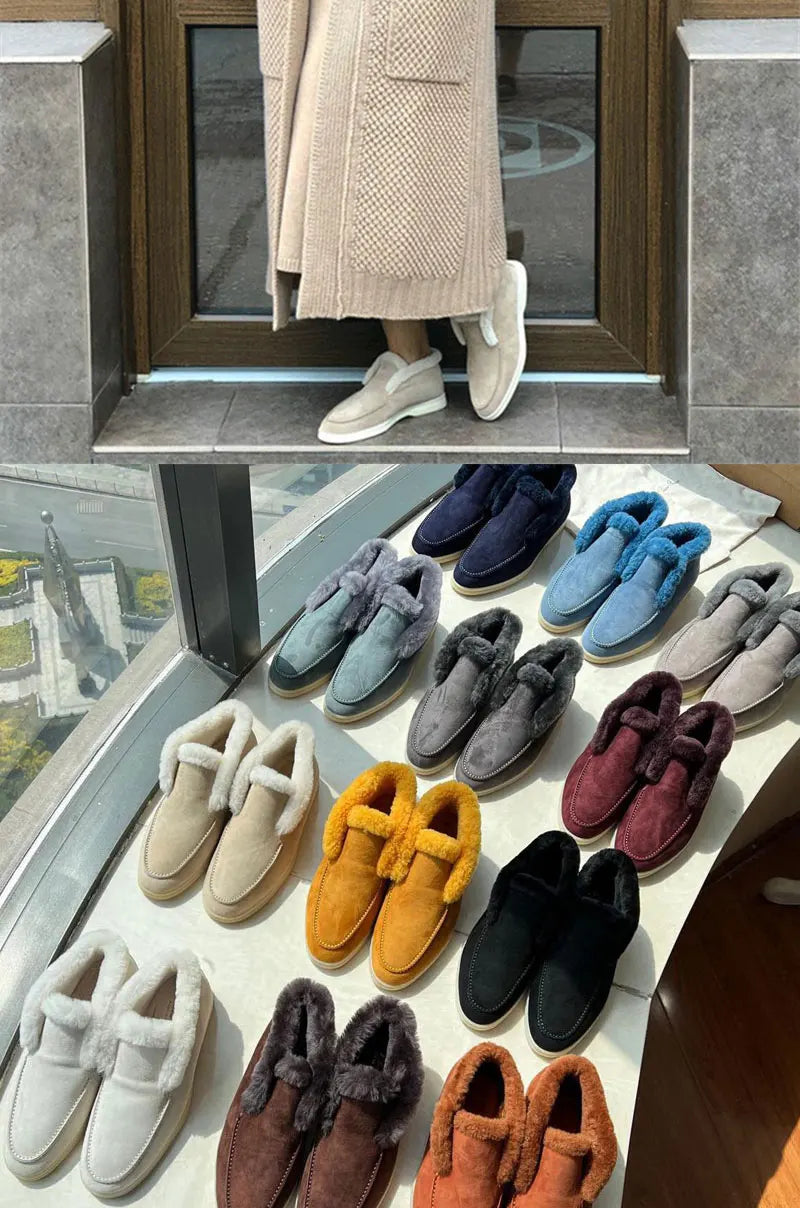 Winter Snow Boots For Women  Fur One-Piece Warm Loafers With Fleece Cuffs  Woolen Short Boots For Women  Wnter Boots