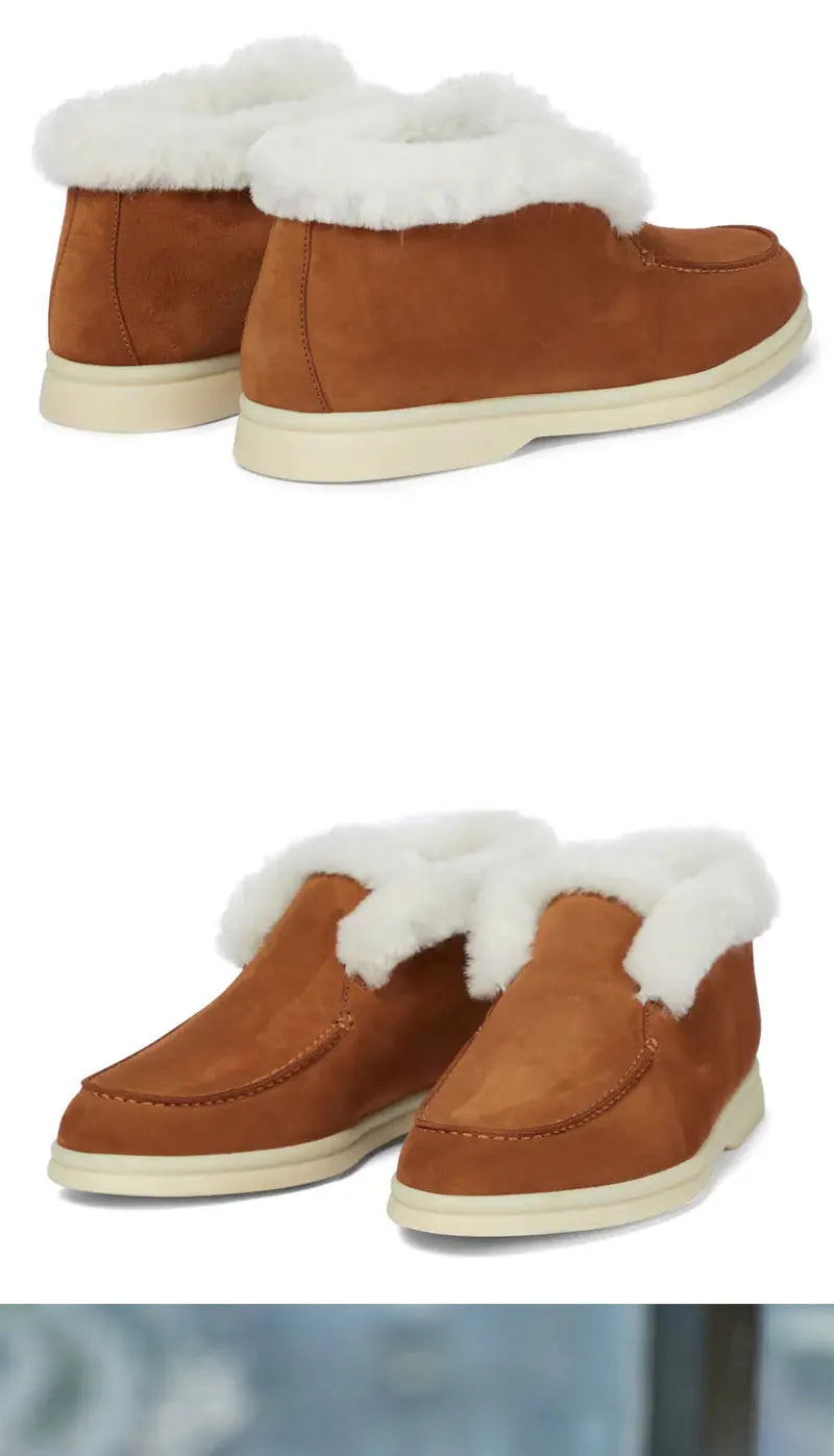 Winter Snow Boots For Women  Fur One-Piece Warm Loafers With Fleece Cuffs  Woolen Short Boots For Women  Wnter Boots