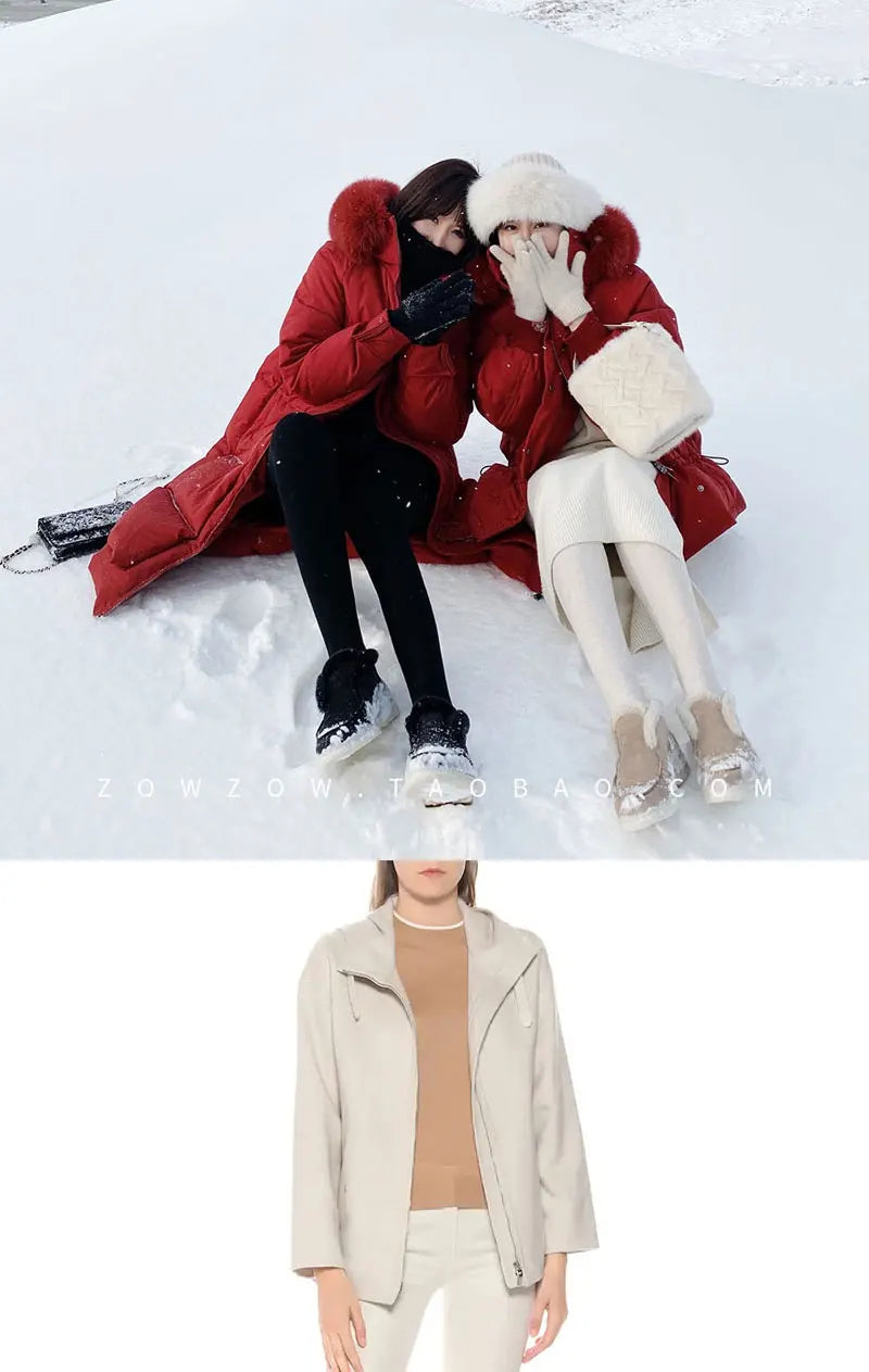 Winter Snow Boots For Women  Fur One-Piece Warm Loafers With Fleece Cuffs  Woolen Short Boots For Women  Wnter Boots