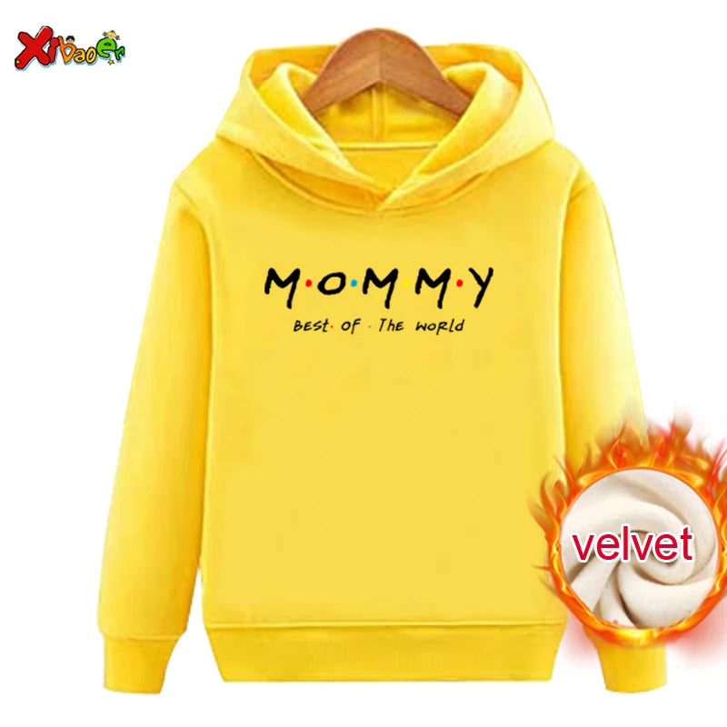Family Outfit Matching Hoodie Winter Clothes Friend TV Font Outfit Warm Pullover Clothing Sweater Velvet Children Sweatshirt MOM
