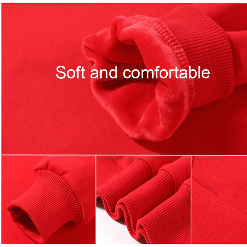 Family Outfit Matching Hoodie Winter Clothes Friend TV Font Outfit Warm Pullover Clothing Sweater Velvet Children Sweatshirt MOM
